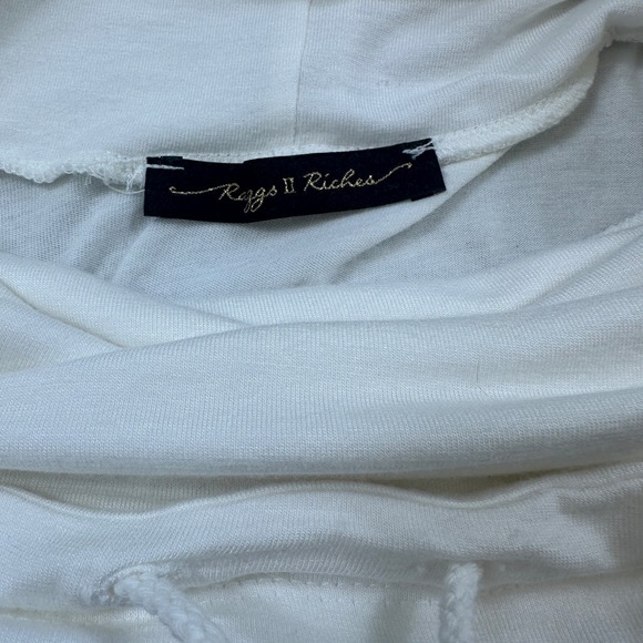 NWOT Raggs II Riches White Cowl Neck L Womens Long Sleeve Top Lightweight String - Picture 3 of 7